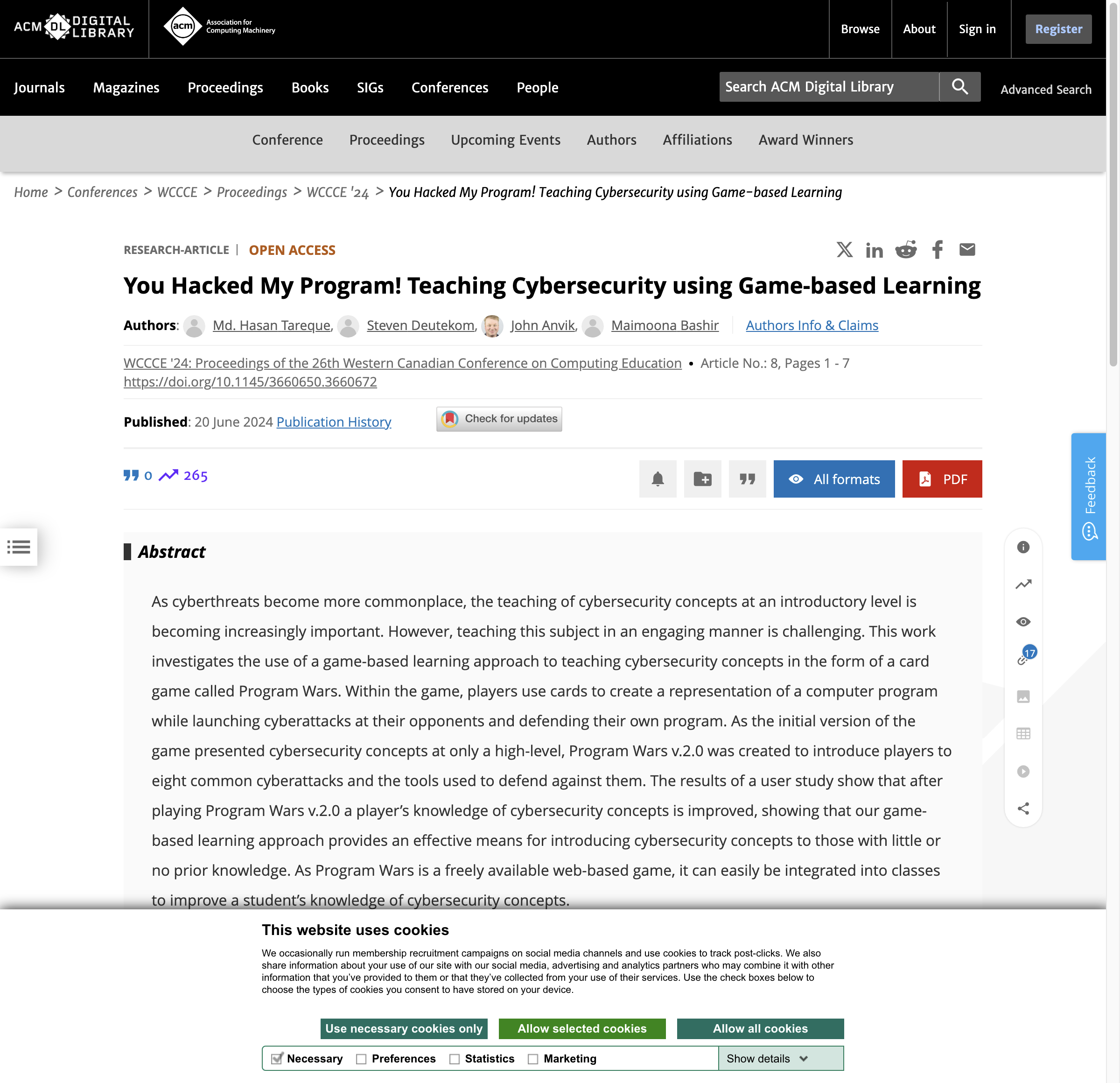 You Hacked My Program! Teaching Cybersecurity using Game-based Learning