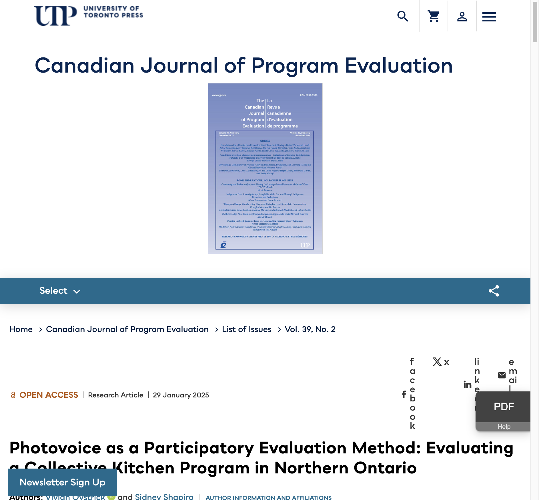Photovoice as a Participatory Evaluation Method: Evaluating a Collective Kitchen Program in Northern Ontario