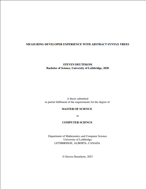 Measuring Developer Experience With Abstract Syntax Trees